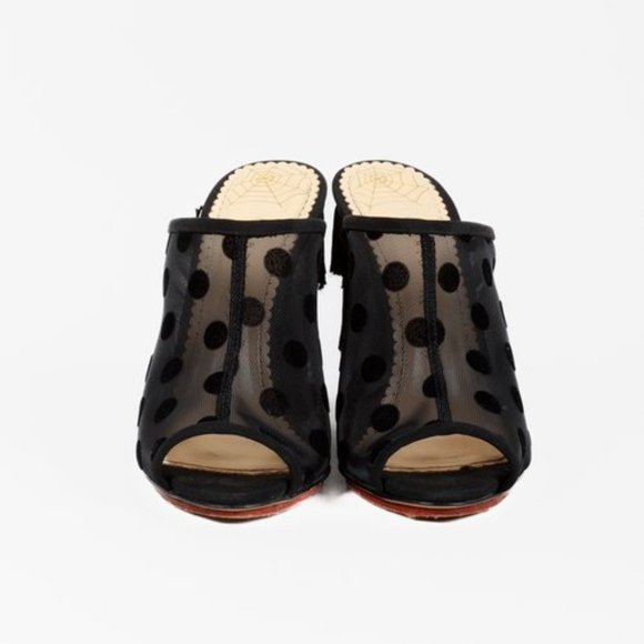 Charlotte Olympia Black Polka Dot Fringe Wedges - Picture 2 of 9